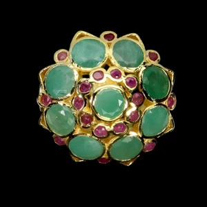 925 Sterling Silver Ring Round Emerald 5mm Ruby Natural Gemstone Jewelry Size 6 - Picture 1 of 13