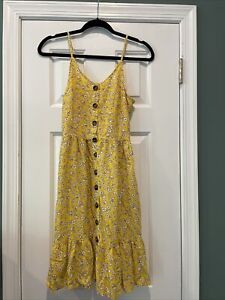 Japna Women's Dress Size Small Yellow Floral Spaghetti Strap Maxi