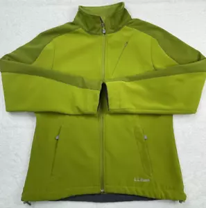 LL Bean Softshell Jacket Women M Lime Green Full Zip Fleece Lined Long Sleeve . - Picture 1 of 11