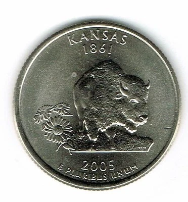 2005-D Denver Brilliant Uncirculated Kansas 34TH State Quarter Coin! - Image 1 of 2