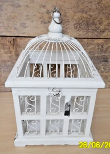LBC E1 VINTAGE ANCIENNE CAGE A OISEAUX BOIS/METAL STYLE ORIENTAL ANNEE 60 H 35CM - Picture 1 of 9