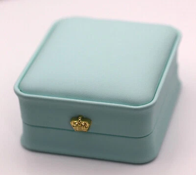 Caja de pendientes colgantes de regalo de joyería color azul azulado interior terciopelo cuero PU Foto 1 de 4