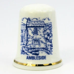 COLLECTABLE BONE CHINA THIMBLE 'AMBLESIDE' CUMBRIA - Picture 1 of 4