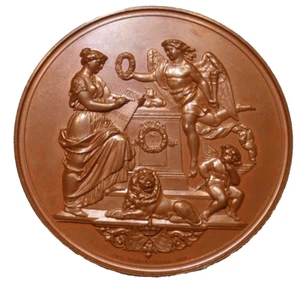 1858 Médaille Allemande 25ème Mariage Anv Louis/Louis III, Mathilde Hesse 52mm Bronze - Photo 1/8
