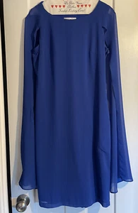 Nuevo con etiquetas Vestido Joseph Ribkoff Manga Capa Transparente Azul Cóctel Noche Difícil de Encontrar Mujeres Talla 8 - Imagen 1 de 7