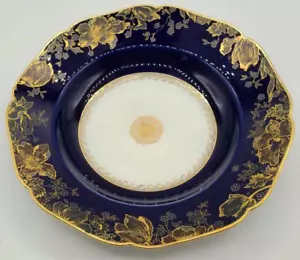 Antique Haviland Limoges France H&C.L ~9.5" Cobalt Blue Gold Dinner Plate - Picture 1 of 10