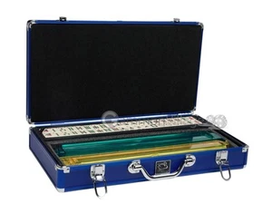 Juego de mahjong cisne blanco - azulejos de marfil (empujadores modernos) - estuche de aluminio azul - Imagen 1 de 5