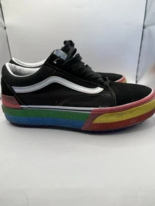 Vans-Old Skool Stacked Glitter-Rainbow-Platform-Skate-Women's 8 Men's 10 - Picture 1 of 12