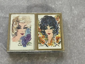 Carte da gioco pattinatore ballerina vintage donna art deco congresso e anni 40 - Foto 1 di 4