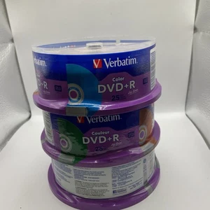 75 VERBATIM 25 PK. X 3 COLOR DVD+R BLANK MEDIA 4.7GB 16X 120 MIN *SEALED* - Picture 1 of 3