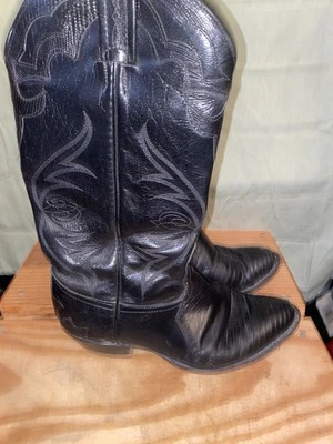 Botas Tony Lama Western Femininas Tamanho 7 W Lagarto Exótico Bordado Todas Pretas - Imagem 1 de 4