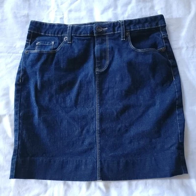 Apt. 9 Denim Skirt Womens 10 Dark Blue Wash Jean Stretch Split Casual  - Image 1 of 4