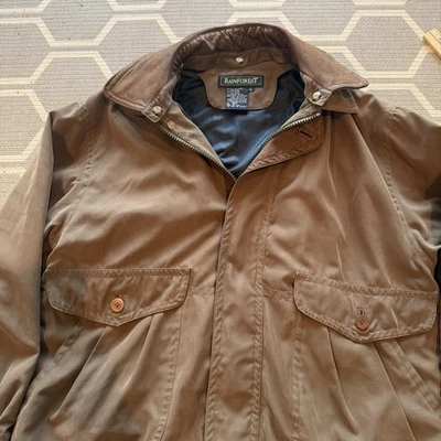 Rainforest Men's Vintage Olive Green Jacket Leather Trim Size L Outer Shell Only - Image 1 of 4