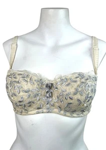 Vintage Victoria’s Secret Layered Mesh & Lace Embroidered Balconette Bra Sz 36B - Picture 1 of 6
