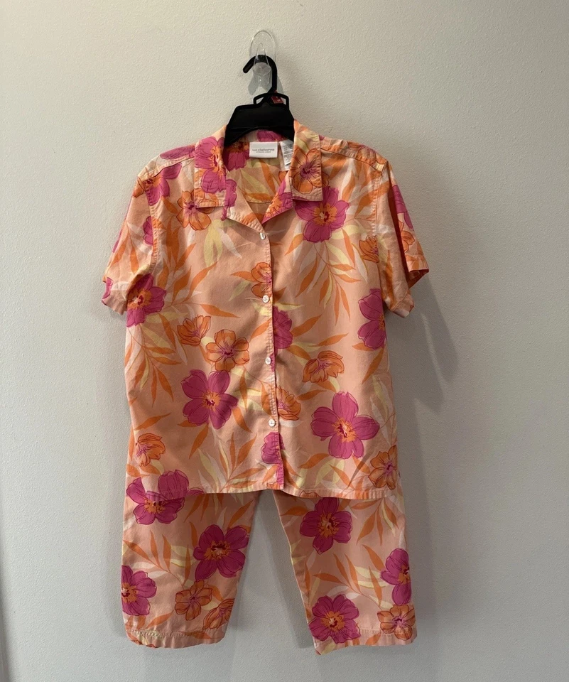 Liz Claiborne Womens Floral 2 Piece Pajama Sleepwear Set XL Top W/ Large Bottoms - Image 1 of 4