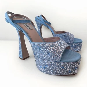 Steve Madden Azul Ligereza Estrás Grueso Plataforma Tacones Sandalias Zapatos - Imagen 1 de 9