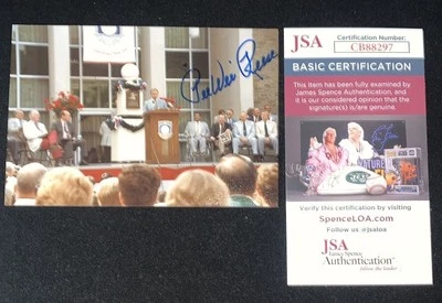 Pee Wee Reese Signed Vintage Personal HOF Induction Photo 1984 Dodgers JSA Auto - Image 1 of 4