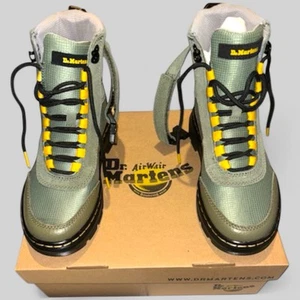 Dr. Martens Combs Tech Leather Suede Casual Boots Unisex M4/W5 Green Khaki New - Picture 1 of 10