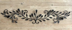 Leaf Vine Metal Wall Art Decoration 46” Black Italian French Country - Picture 1 of 5
