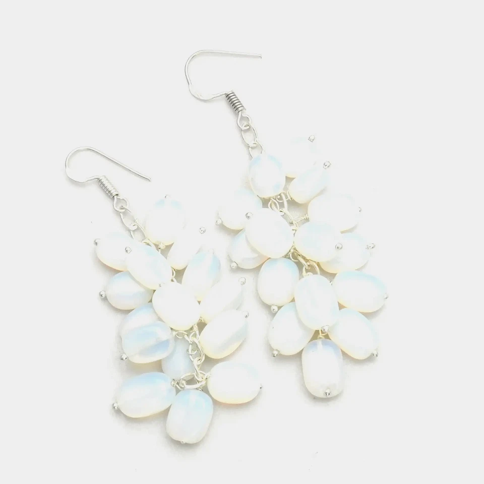 Pendientes colgantes de piedras preciosas de opalita hechos a mano joyas para Año Nuevo 3" AE-99418 Foto 1 de 1