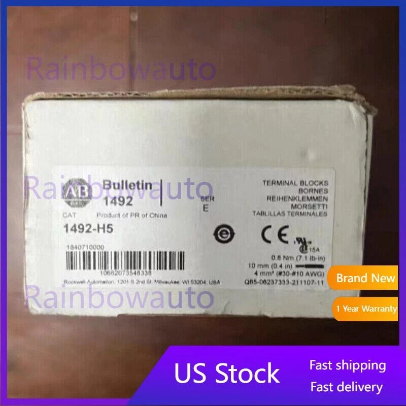 1PC New Allen-Bradley 1492-H5 Fusible Terminal Block Red LED in box US Free Tax - Image 1 of 1