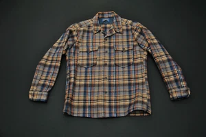 Vintage Pendleton Shirt Jacket Tan Blue Wool Plaid Large L 525C - Picture 1 of 5