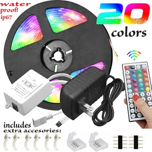 12V US Power Full Kit 5M RGB 5050 Waterproof LED Strip light SMD 44 Key Remote - Picture 1 of 12