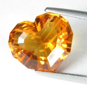 6.12Cts Fabulous Natural Citrine 12x13x7.6mm Magic Heart Custom Cut Gemstone - Picture 1 of 4