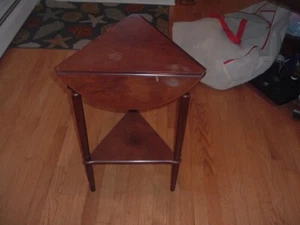 Bombay Company Round Triangle Drop Leaf 3-Sided End Side Table Wood - Picture 1 of 6