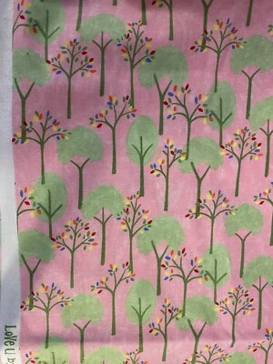 Love U by Deb Strain for Moda Fabric pink with green trees 1 yd cotton - Image 1 of 2