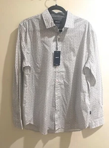 DKNY Men's Long Sleeve Shirt Logo Pattern Size Large NWT - Picture 1 of 3