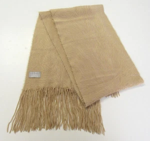 VINTAGE 1980s 90s GENUINE ECHO SUPER SOFT SCARF 100% ACRYLIC TAN FRINGE TRIM - Bild 1 von 6