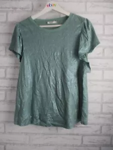 Marcs womens tshirt top linen glow up foil green L, 12, boat neck - Picture 1 of 8