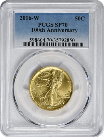 2016-W Walking Liberty Half Dollar Centennial Gold Coin SP70 PCGS Cover