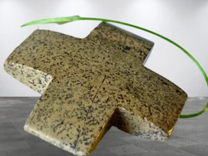 38x8mm Awesome~Chinese Artistic PAINT BRUSH JASPER Large Cross Pendant - C1397 - Picture 1 of 8