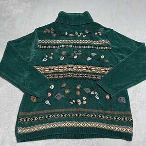 Suéter Vintage Carolyn Taylor Mujer Mediano Otoño Hoja Verde Bordado Tejido - Imagen 1 de 7