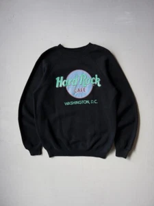 Vintage 80s Hard Rock Cafe Washington Sweatshirt Crewneck SZ S Black Made In Usa - Picture 1 of 6