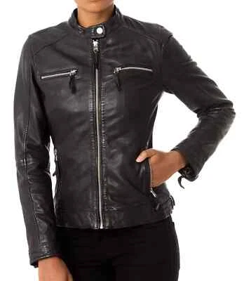 DESIGNER New Women's Black Leather Jacket 100% Real Lambskin Slim Fit jacket - Image 1 of 3