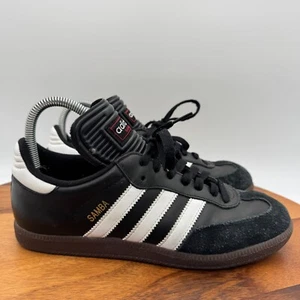 Adidas Samba Mens 6.5 Shoes Black Leather Sneakers Soccer Casual Gym Trainers - Picture 1 of 10