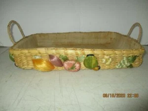 Vtg Pyrex Raffia Casserole Holder Lined Basket W/Handles 15"x10"x2" Philippines - Picture 1 of 1