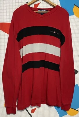 Sudadera deportiva polo vintage años 90 XXL patinador a rayas térmica tejido gofre Foto 1 de 4