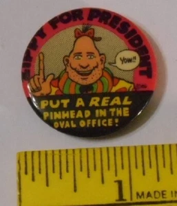 "Zippy For President" Button/Pin (80er Jahre) Bill Griffith, Underground, Satire - Bild 1 von 2