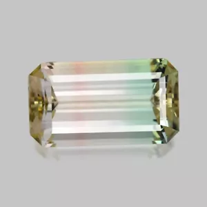 3.73cts EXCELLENT EMERALD CUT CONGO NATURAL PASTEL BI COLOR TOURMALINE - Picture 1 of 1