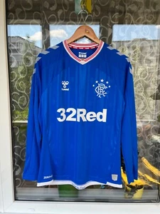 Glasgow Rangers 2019/2020 Hummel Home Football Soccer Long Sleeve Jersey Size M - Picture 1 of 12