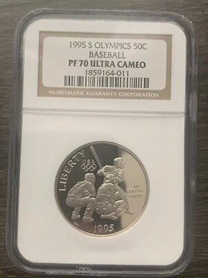 1995 S Baseball Olympic Commemorative Half Dollar NGC PF70 - Image 1 of 4