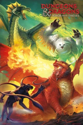 MOVIE POSTERS USA Dungeons & Dragons: Honor Among Thieves - Fantasy Poster (Dragon Battle)