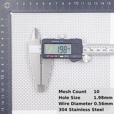 2mm hole (10 mesh) Stainless Steel Woven Wire Mesh, 0.56mm wires, IP3x guard - Image 1 of 2