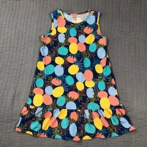 Cooke Street Hawaiian Dress Girl Large 10/12 Blue Pineapple Tropical Print Beach - Picture 1 of 24