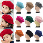 Ciepła czapka zimowa wełniana jednokolorowa czapka baskijska niemowlę dzieci dziewczynka 1