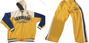 VTG Y2K VEEZO Fleece Sweatsuit set Hooded Jacket & Pants San Diego Yellow Mens L - Picture 1 of 24
